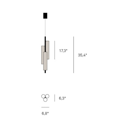 Black Note LED Triplet Pendant Light - line drawing.