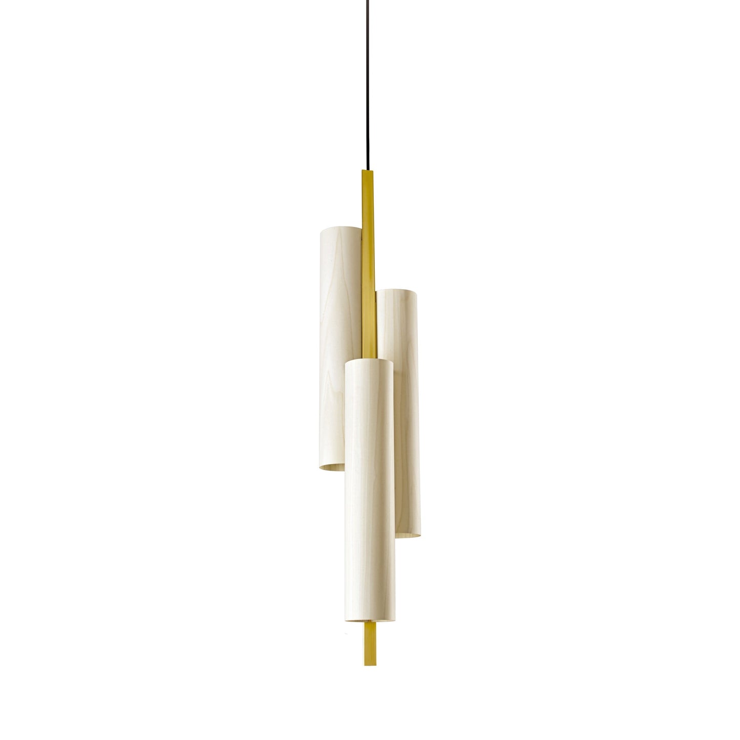 Black Note Round Stem LED Triplet Pendant Light in Ivory White/Gold.