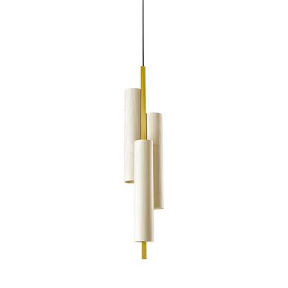 Black Note Round Stem LED Triplet Pendant Light in Ivory White/Gold.