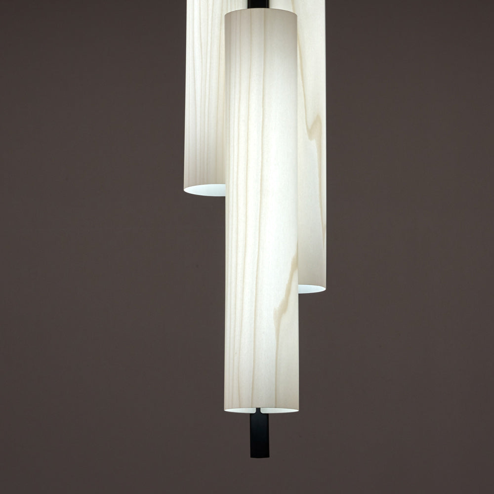 Black Note Round Stem LED Triplet Pendant Light in Detail.