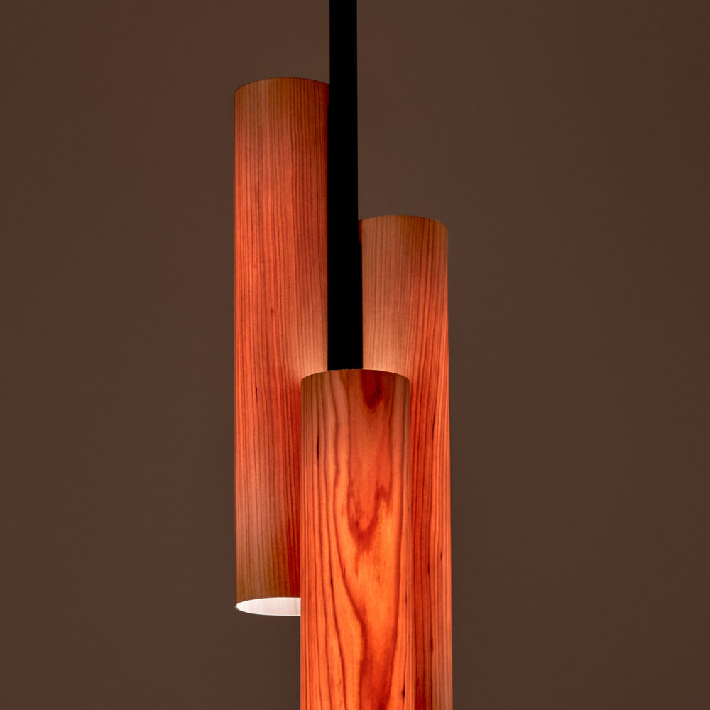 Black Note Round Stem LED Triplet Pendant Light in Detail.