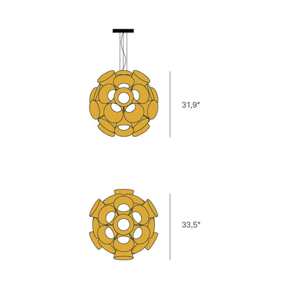 Dandelion LED Pendant Light - line drawing.