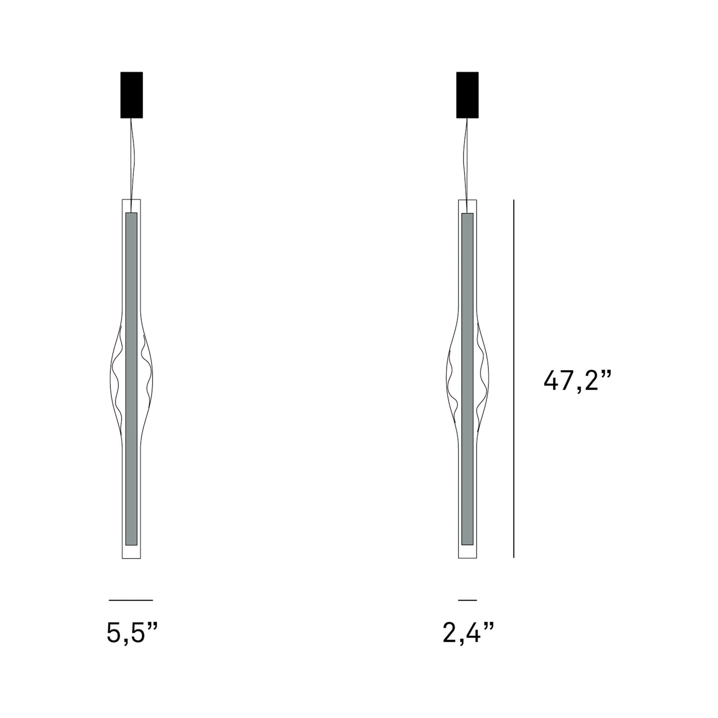 Dune LED Pendant Light - line drawing.