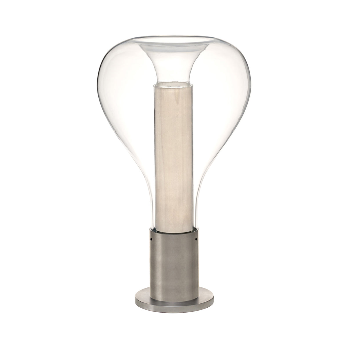 Eris Table Lamp in Ivory White/Aluminum.