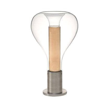 Eris Table Lamp in Natural Beech/Aluminum.