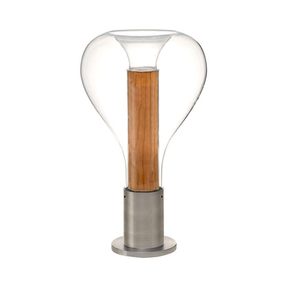 Eris Table Lamp in Natural Cherry/Aluminum.