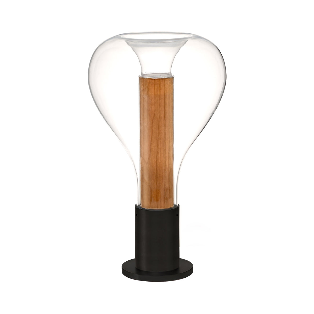 Eris Table Lamp in Natural Cherry/Matte Black.