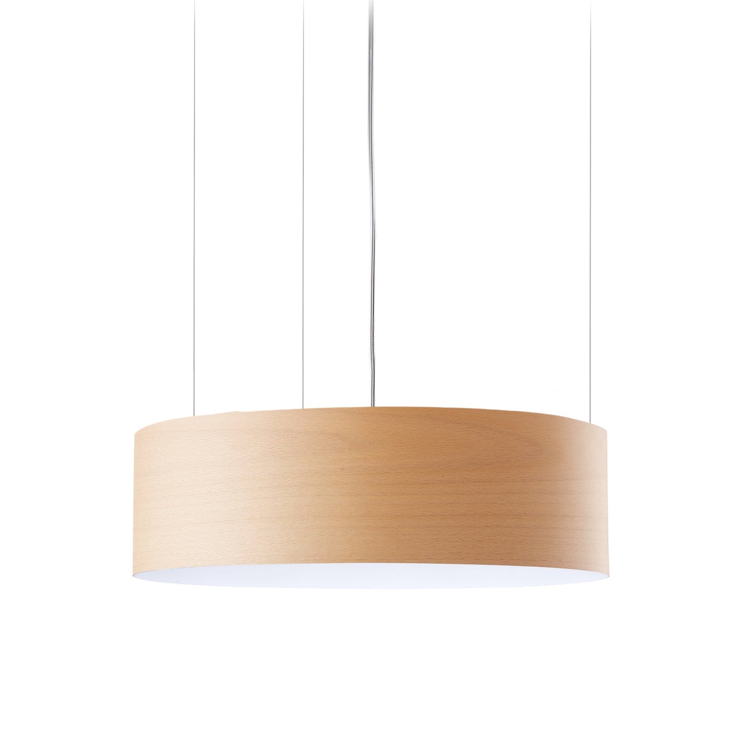 Gea Slim LED Pendant Light in Natural Beech.