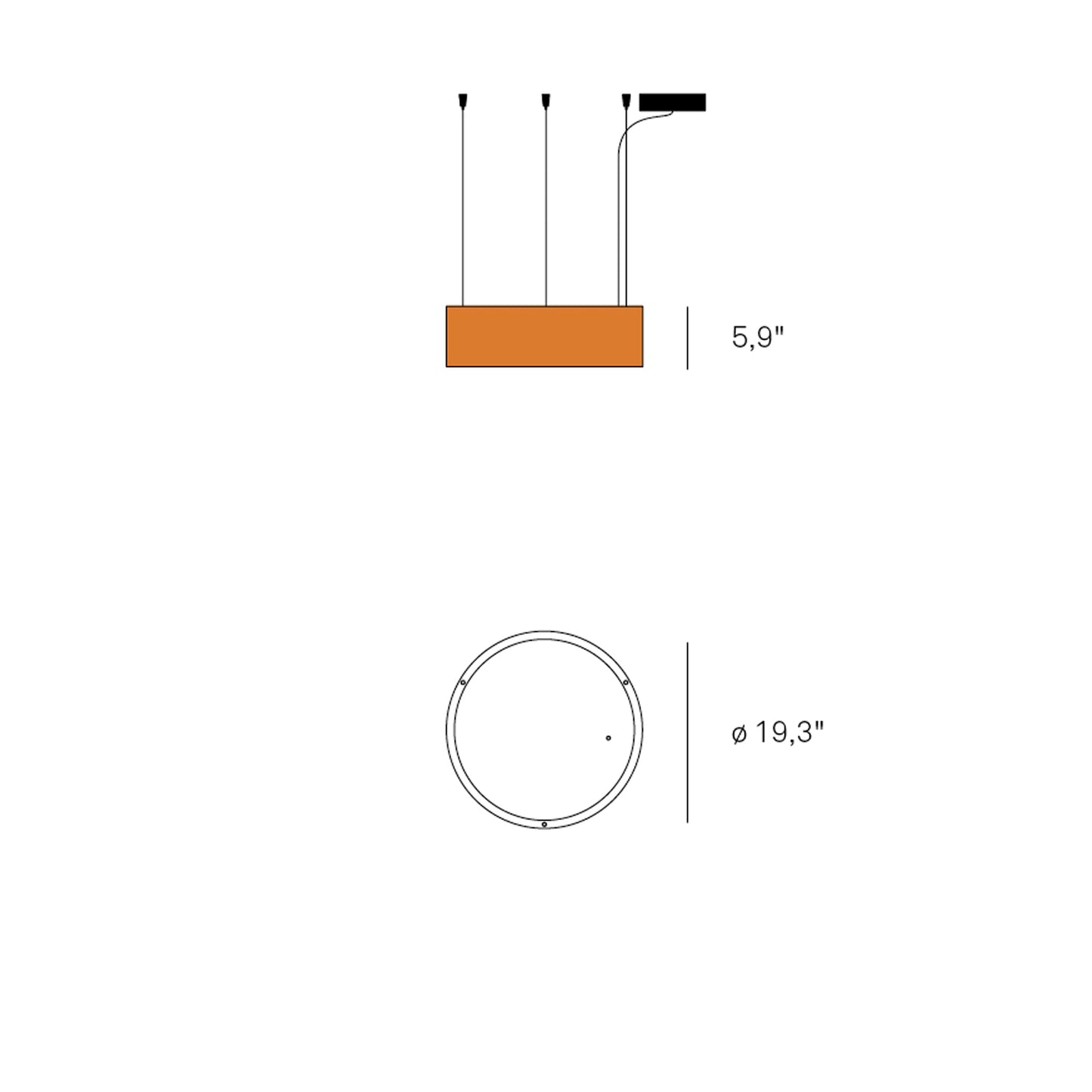 Gea Slim LED Pendant Light - line drawing.