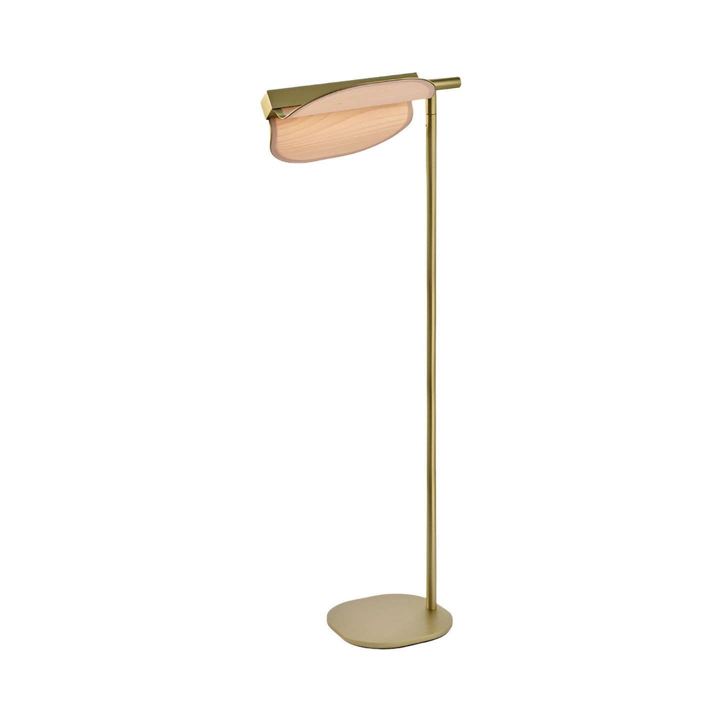 Omma LED Floor Lamp in Natural Beech/Gold.