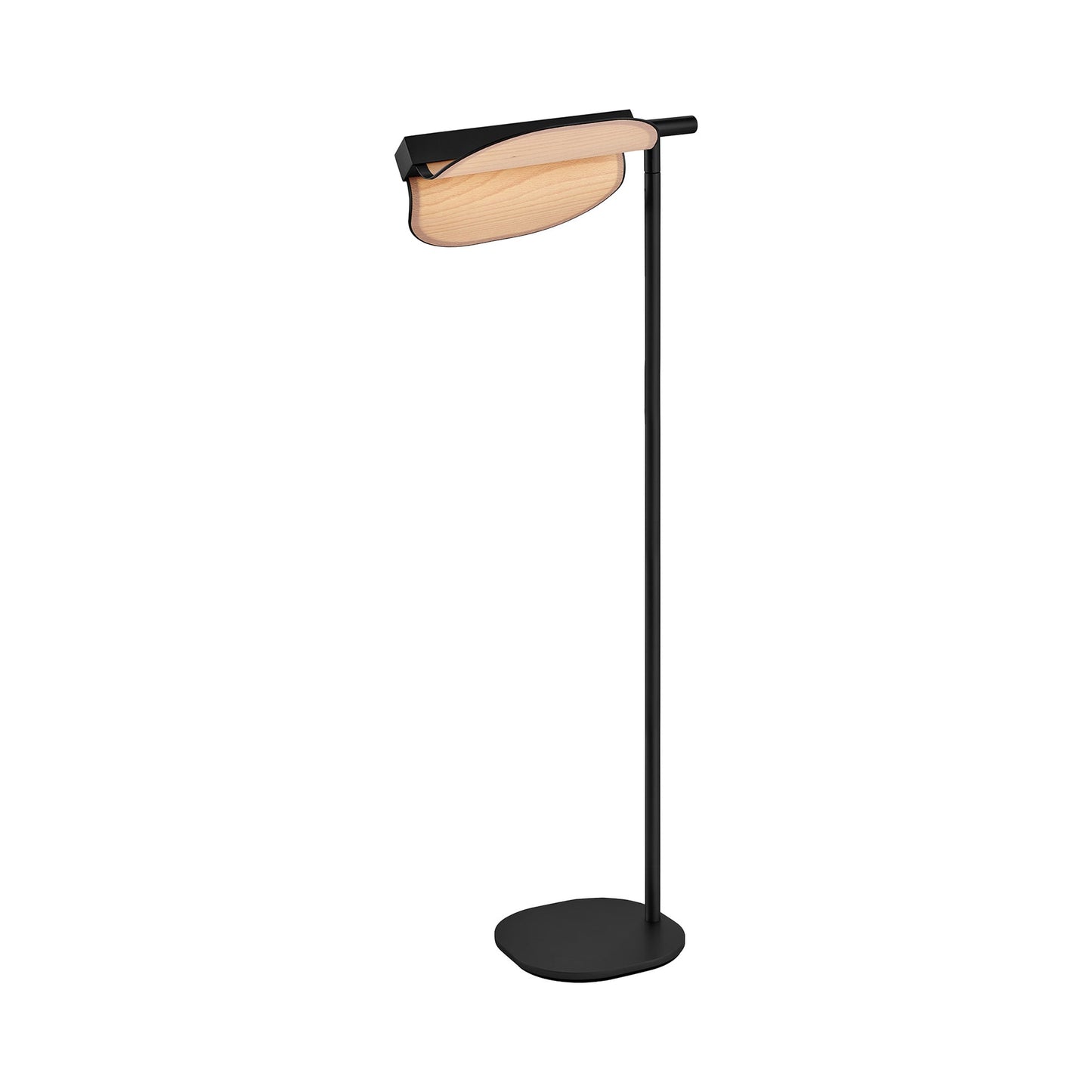 Omma LED Floor Lamp in Natural Beech/Matte Black.