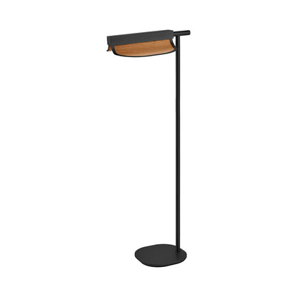 Omma LED Floor Lamp in Natural Cherry/Matte Black.