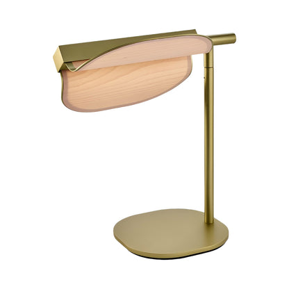 Omma LED Table Lamp in Natural Beech/Gold.