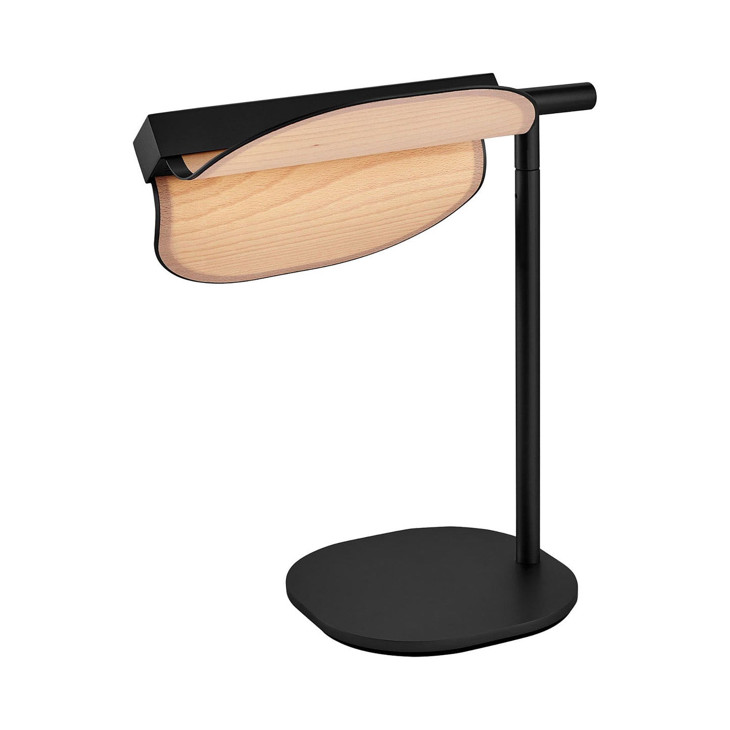 Omma LED Table Lamp in Natural Beech/Matte Black.