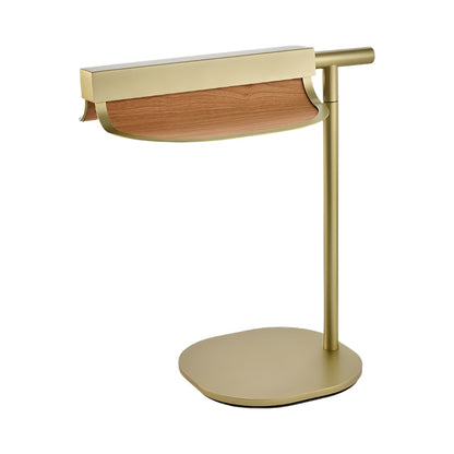 Omma LED Table Lamp in Natural Cherry/Gold.