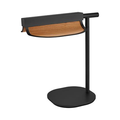 Omma LED Table Lamp in Natural Cherry/Matte Black.