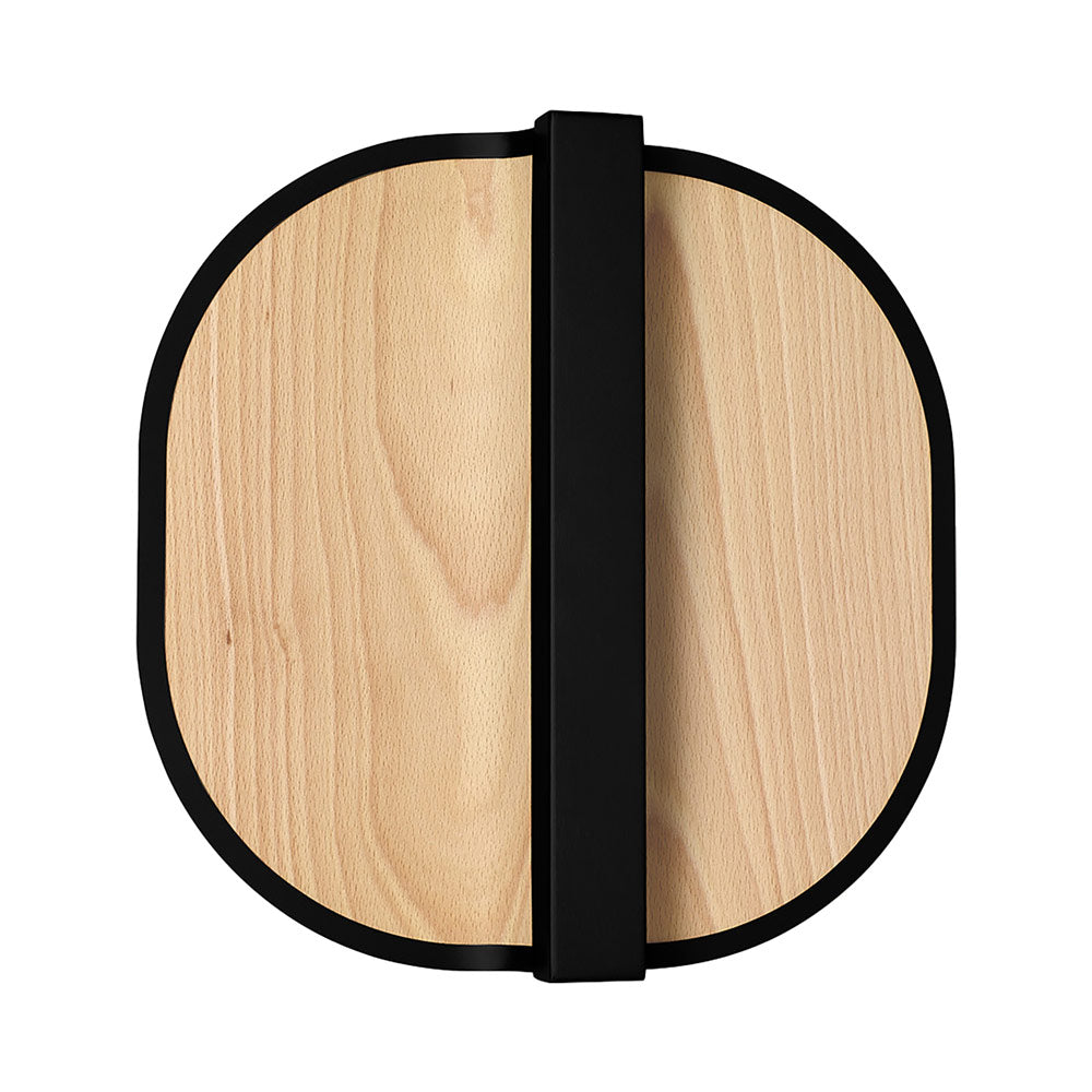 Omma LED Wall Light in Natural Beech/Matte Black.