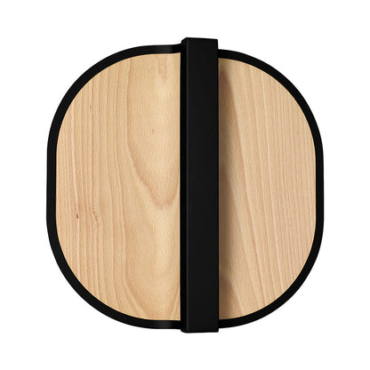 Omma LED Wall Light in Natural Beech/Matte Black.