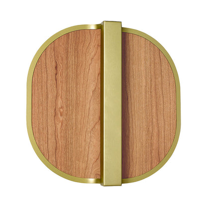 Omma LED Wall Light in Natural Cherry/Gold.