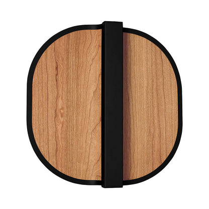 Omma LED Wall Light in Natural Cherry/Matte Black.
