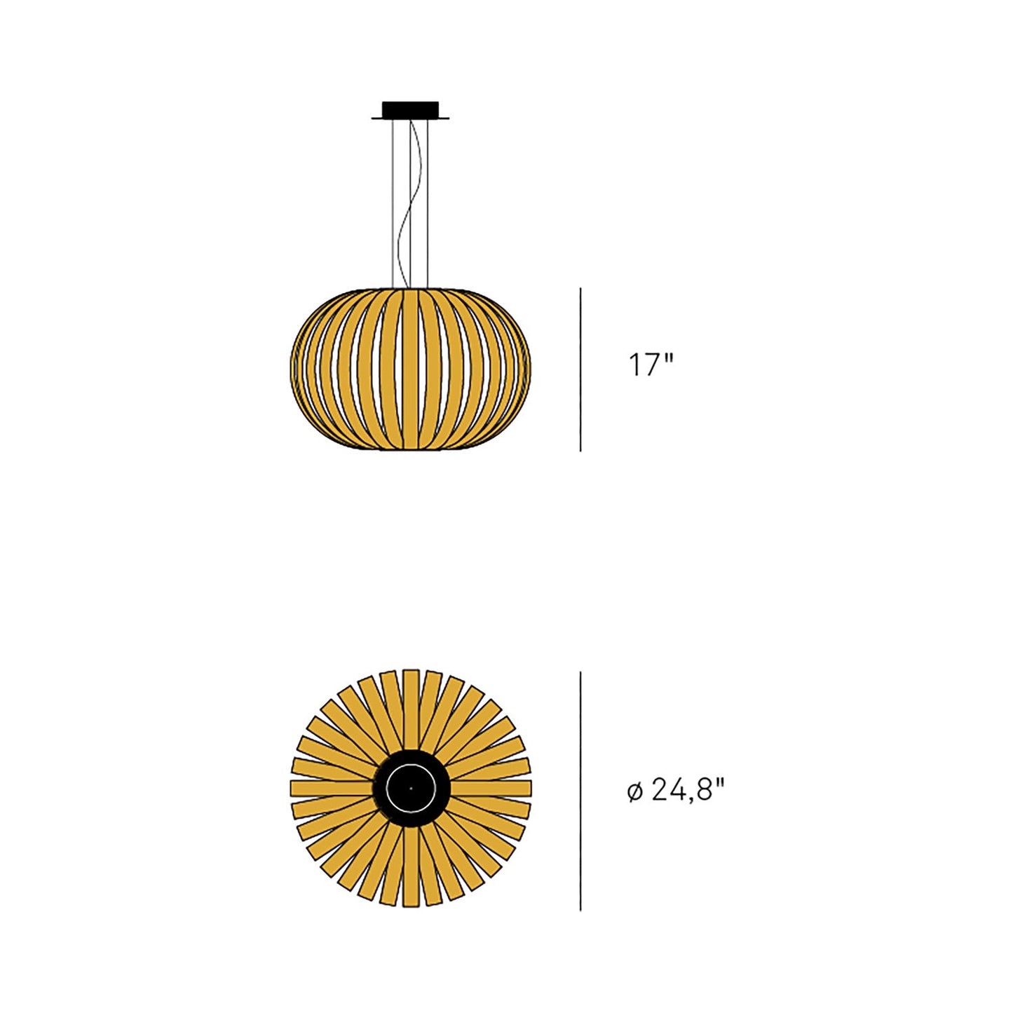 Poppy Pendant Light - line drawing.