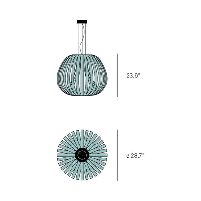 Poppy Pendant Light - line drawing.
