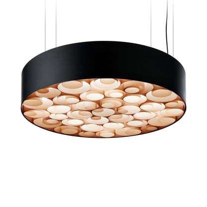 Spiro LED Pendant Light in Natural Beech/Matte Black.