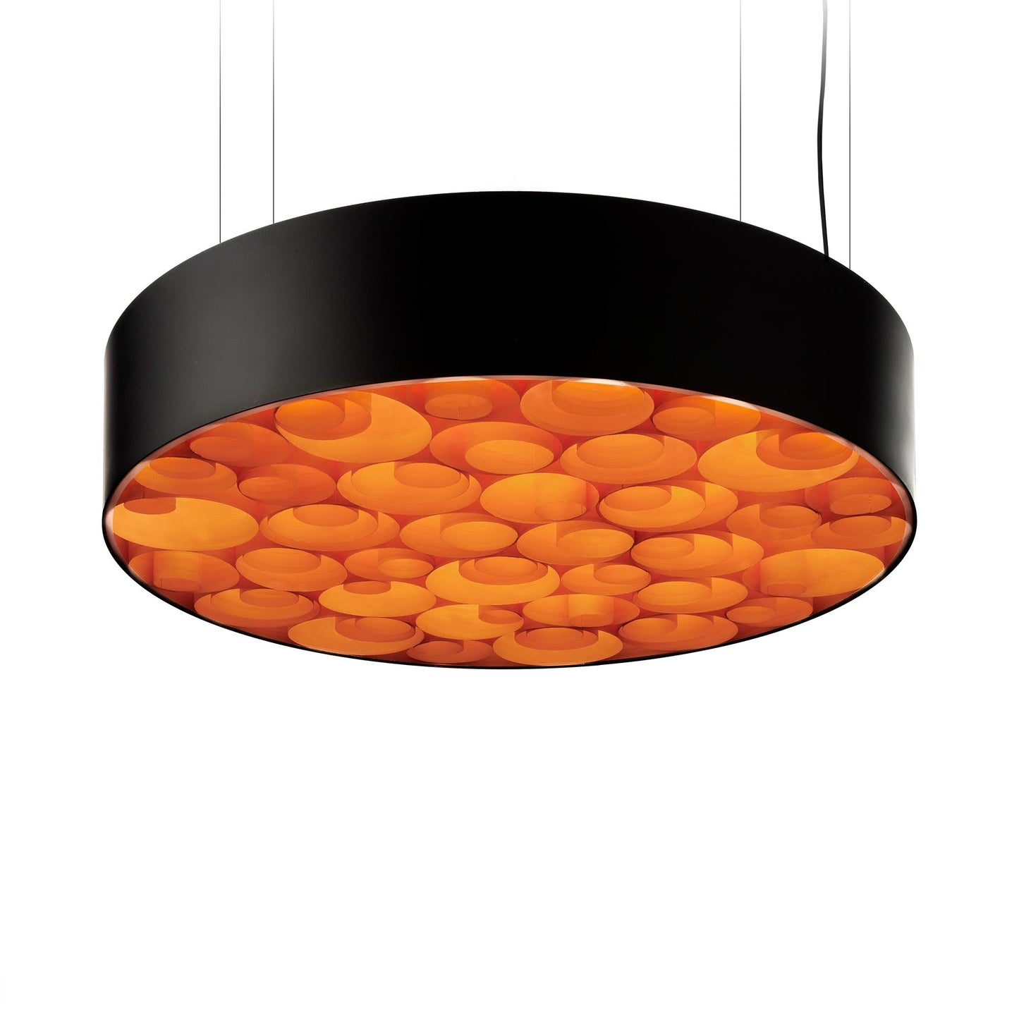 Spiro LED Pendant Light in Orange/Matte Black.