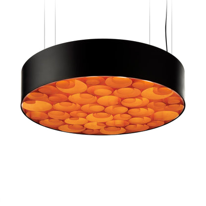 Spiro LED Pendant Light in Orange/Matte Black.