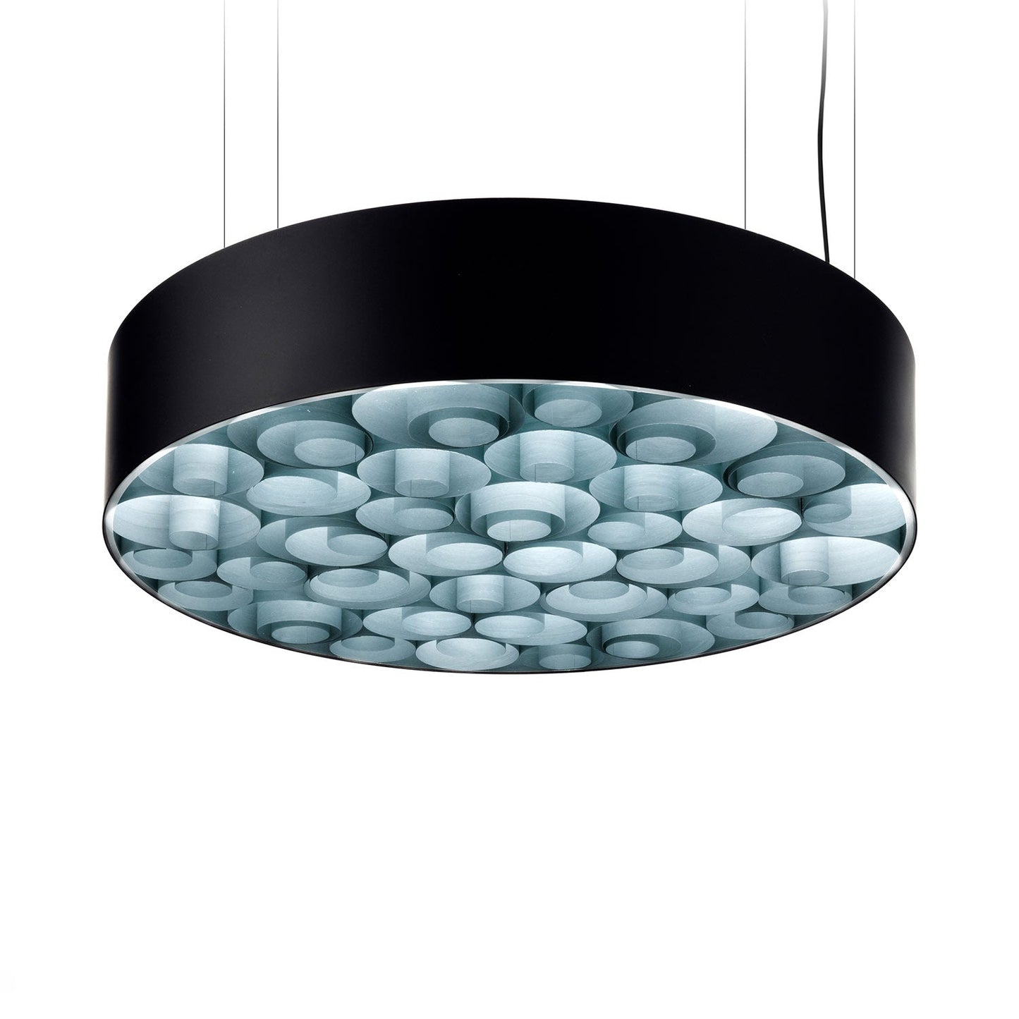 Spiro LED Pendant Light in Sea Blue/Matte Black.