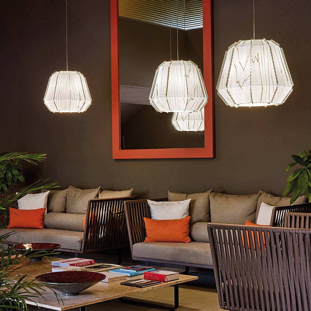 Stitches Bamako Pendant Light in living room.