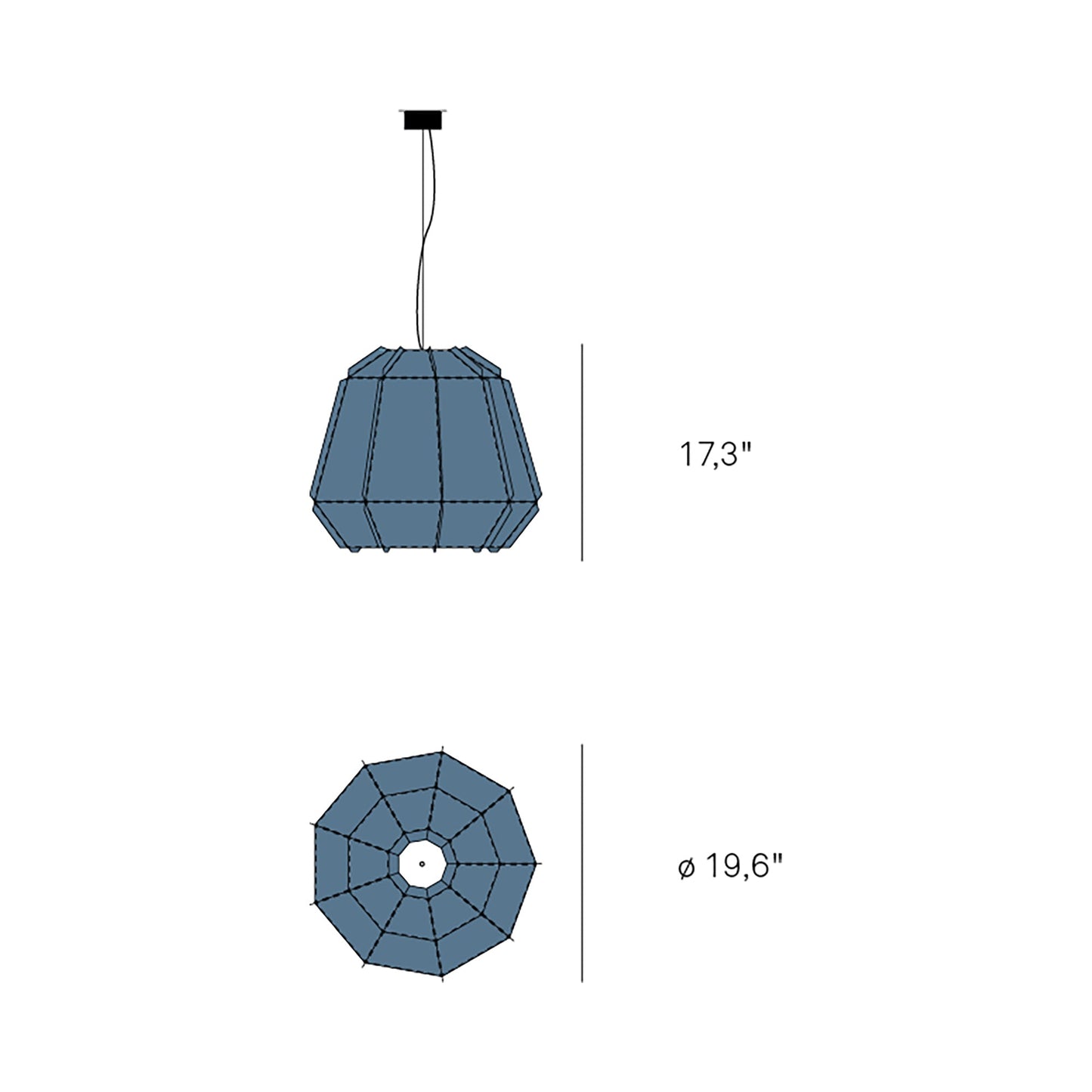 Stitches Bamako Pendant Light - line drawing.