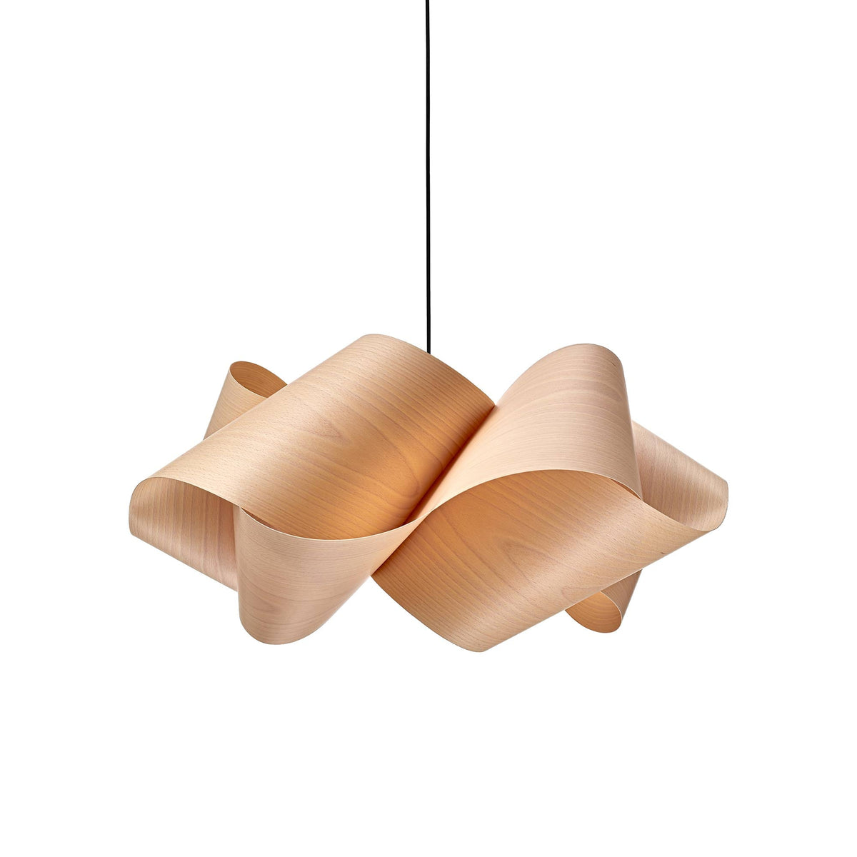 Swirl Pendant Light in Natural Beech/Matte Black (Small).