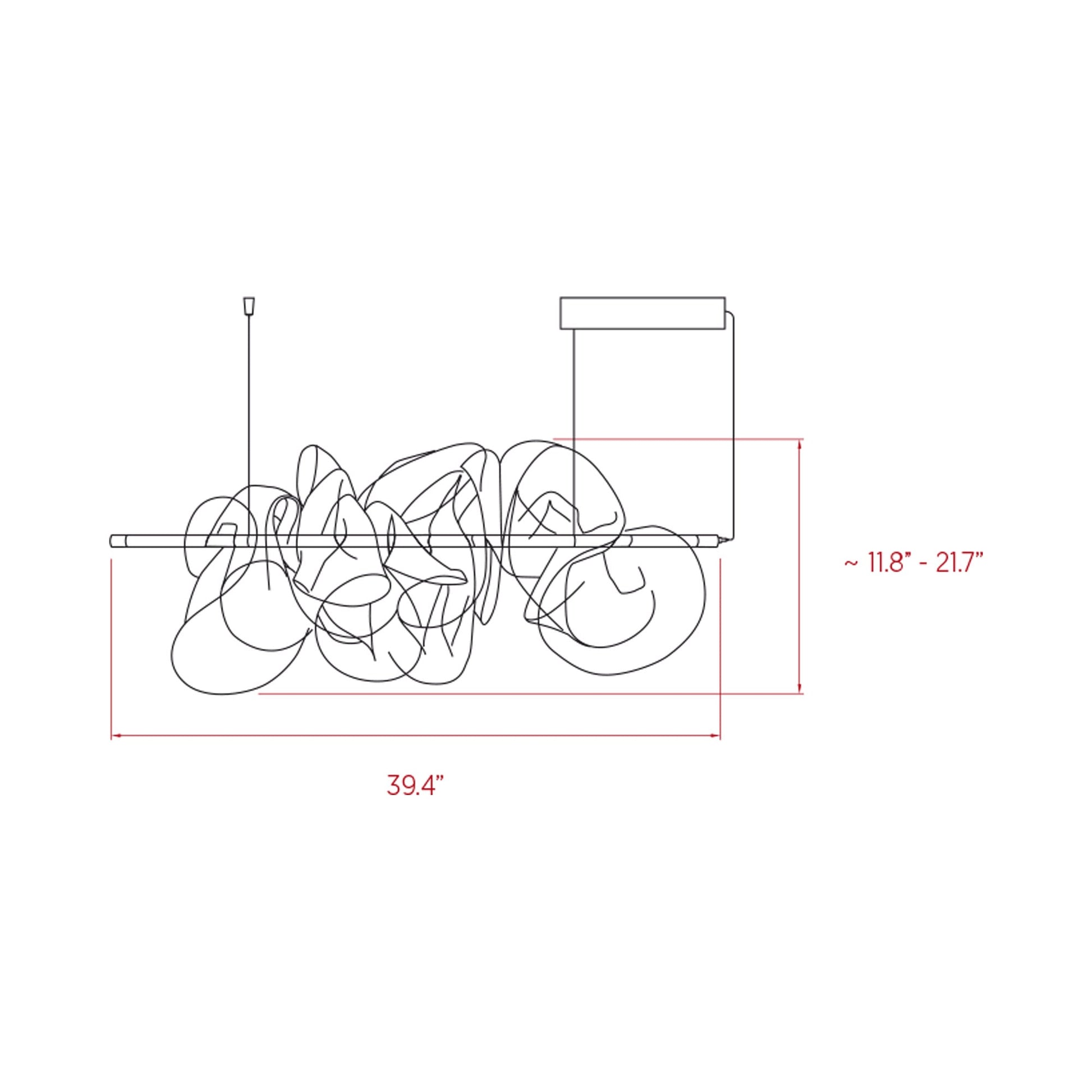 The Cloud LED Pendant Light - line drawing.