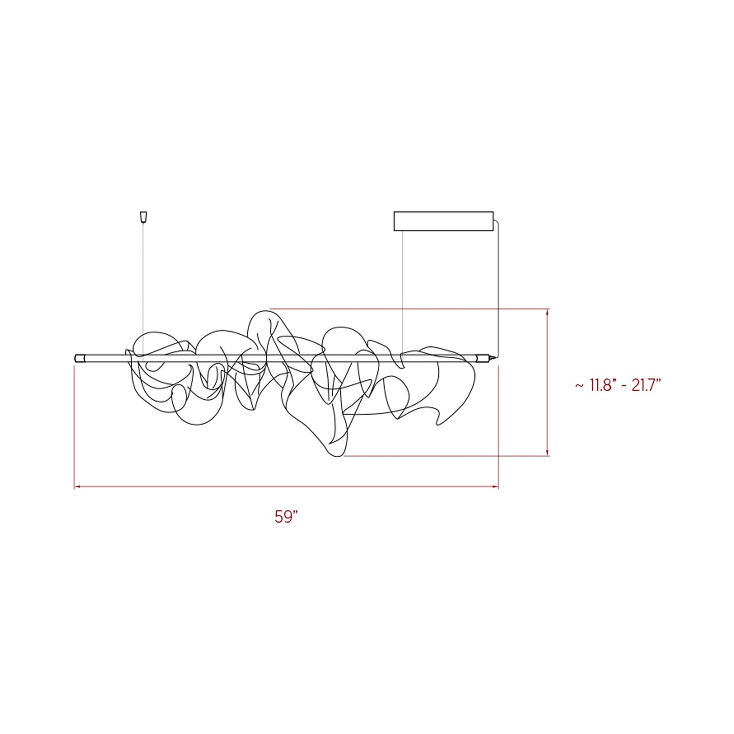 The Cloud LED Pendant Light - line drawing.