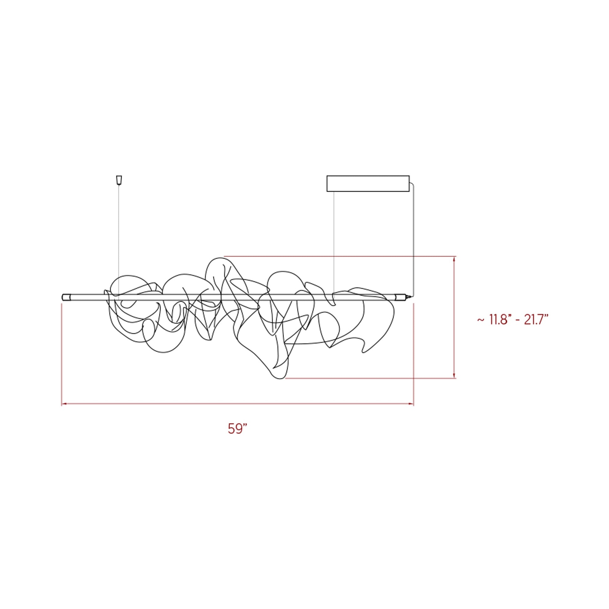 The Cloud LED Pendant Light - line drawing.