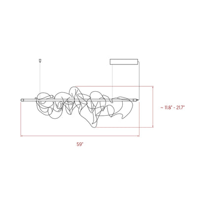 The Cloud LED Pendant Light - line drawing.