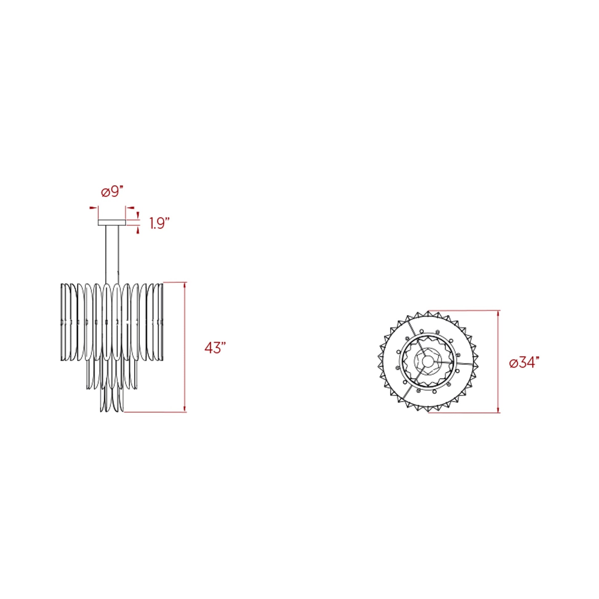 Voliere Pendant Light - line drawing.