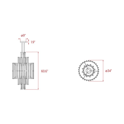 Voliere Pendant Light - line drawing.