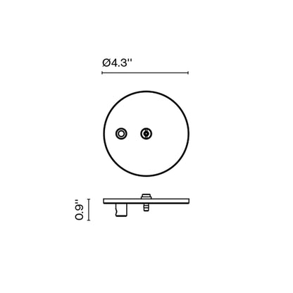 Ambrosia / Fris Round Junction Box Cover Plate For Steel Cable - line drawing.