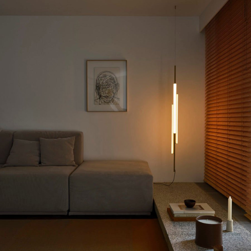 Ambrosia V LED Plug-In Pendant Light in living room.