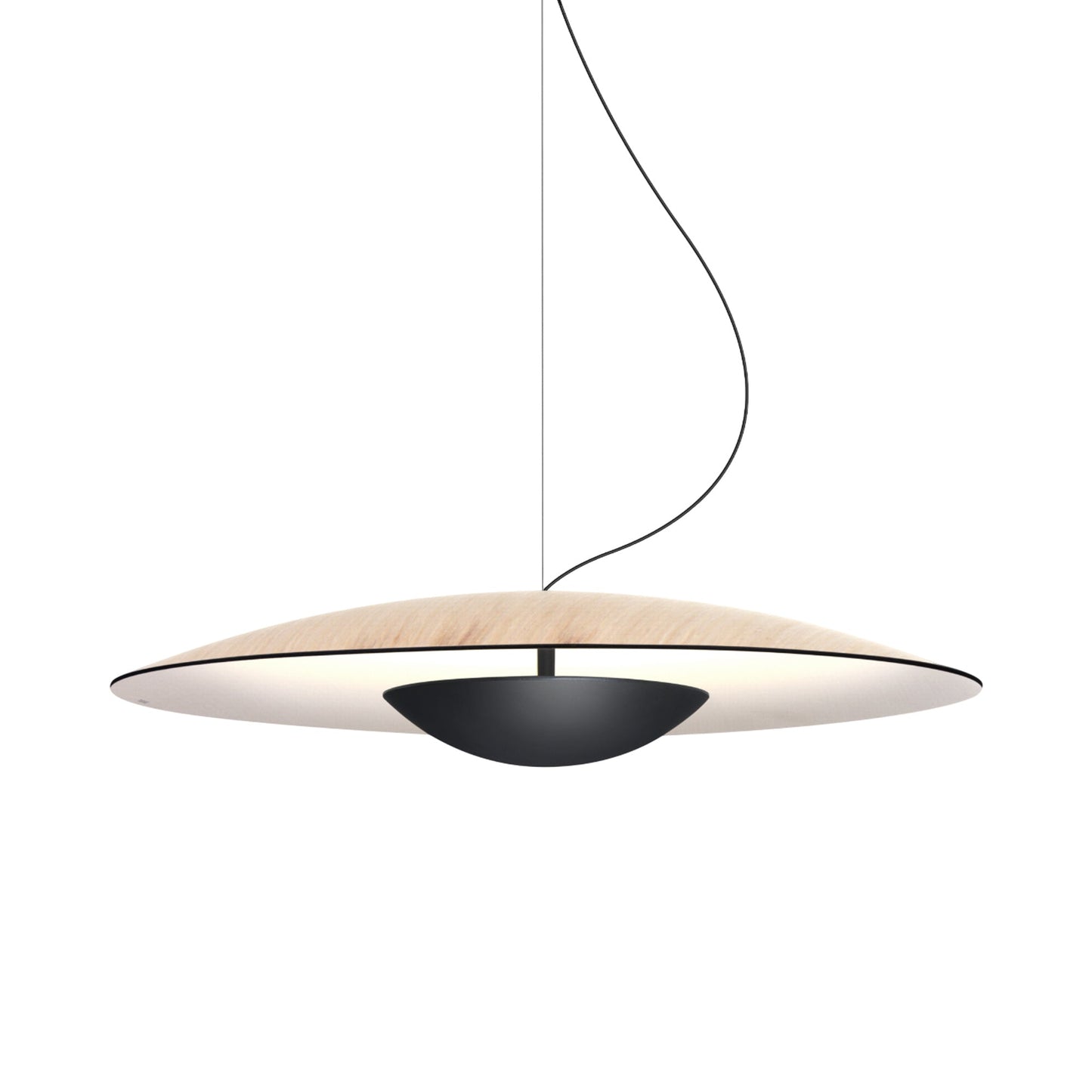 Ginger LED Pendant Light in Oak/White (Large)/TRIAC Dimmer.