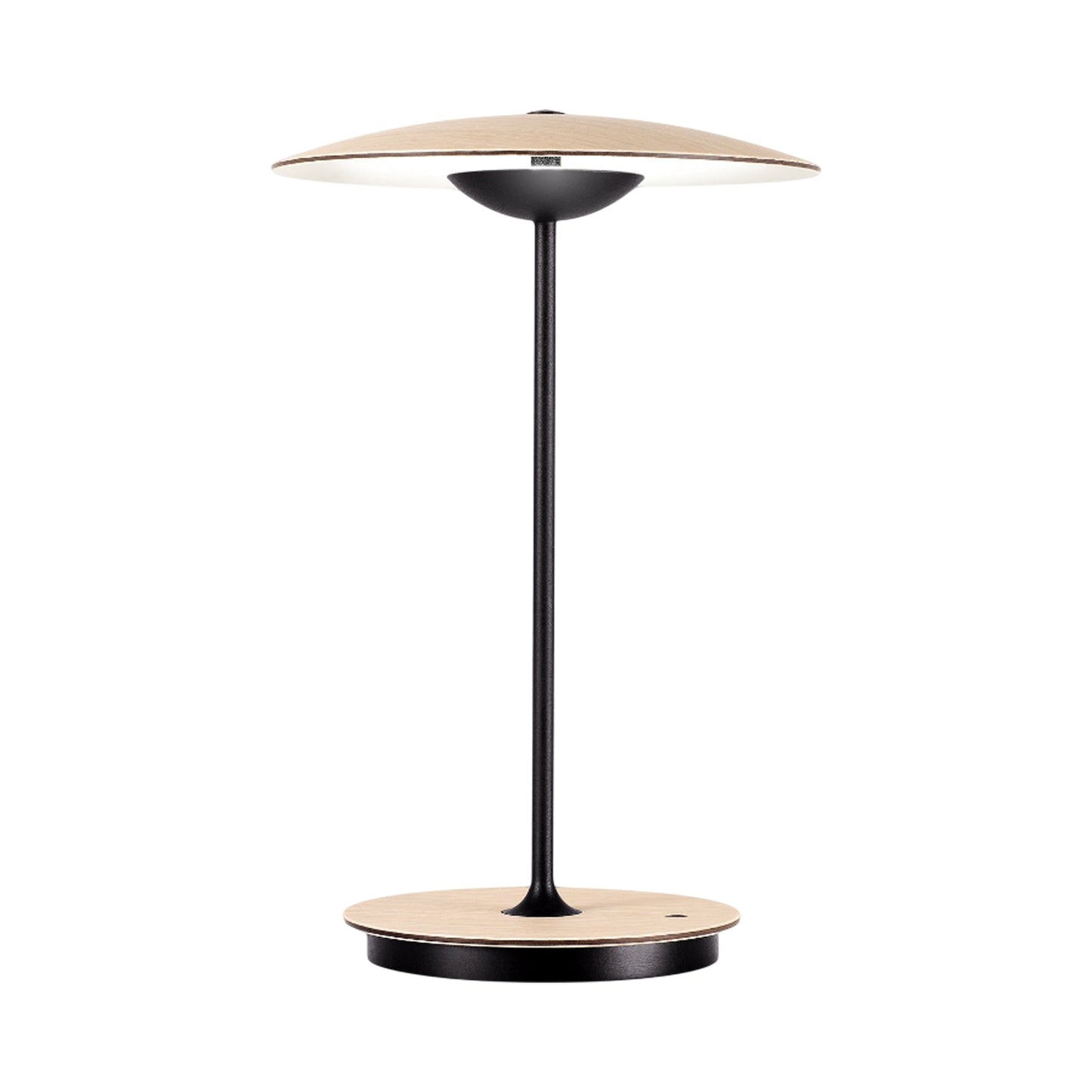 Ginger LED Portable Table Lamp in Oak/White.