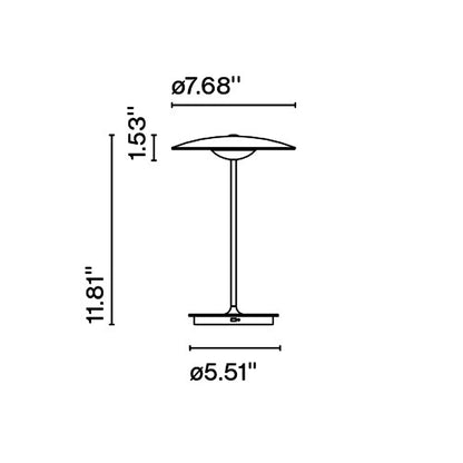 Ginger LED Portable Table Lamp - line drawing.
