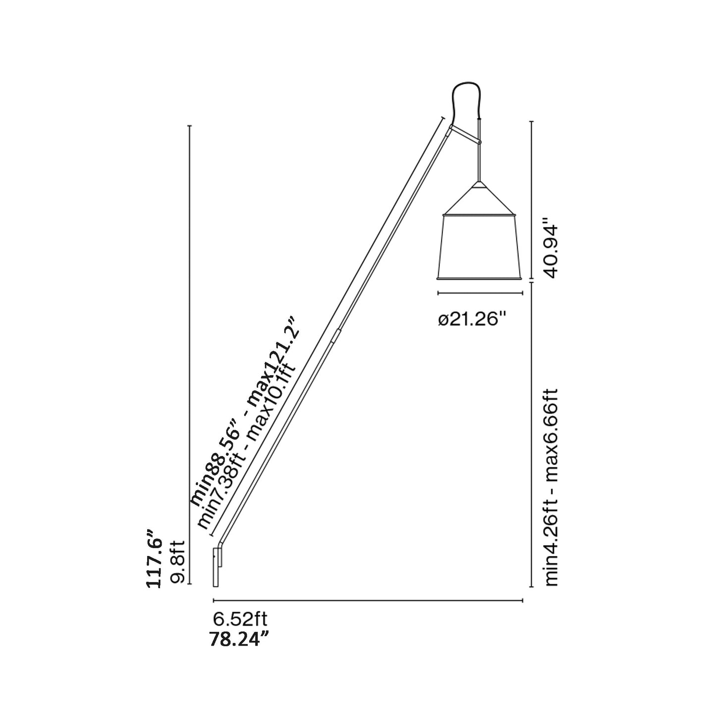 Jaima Floor Lamp - line drawing.