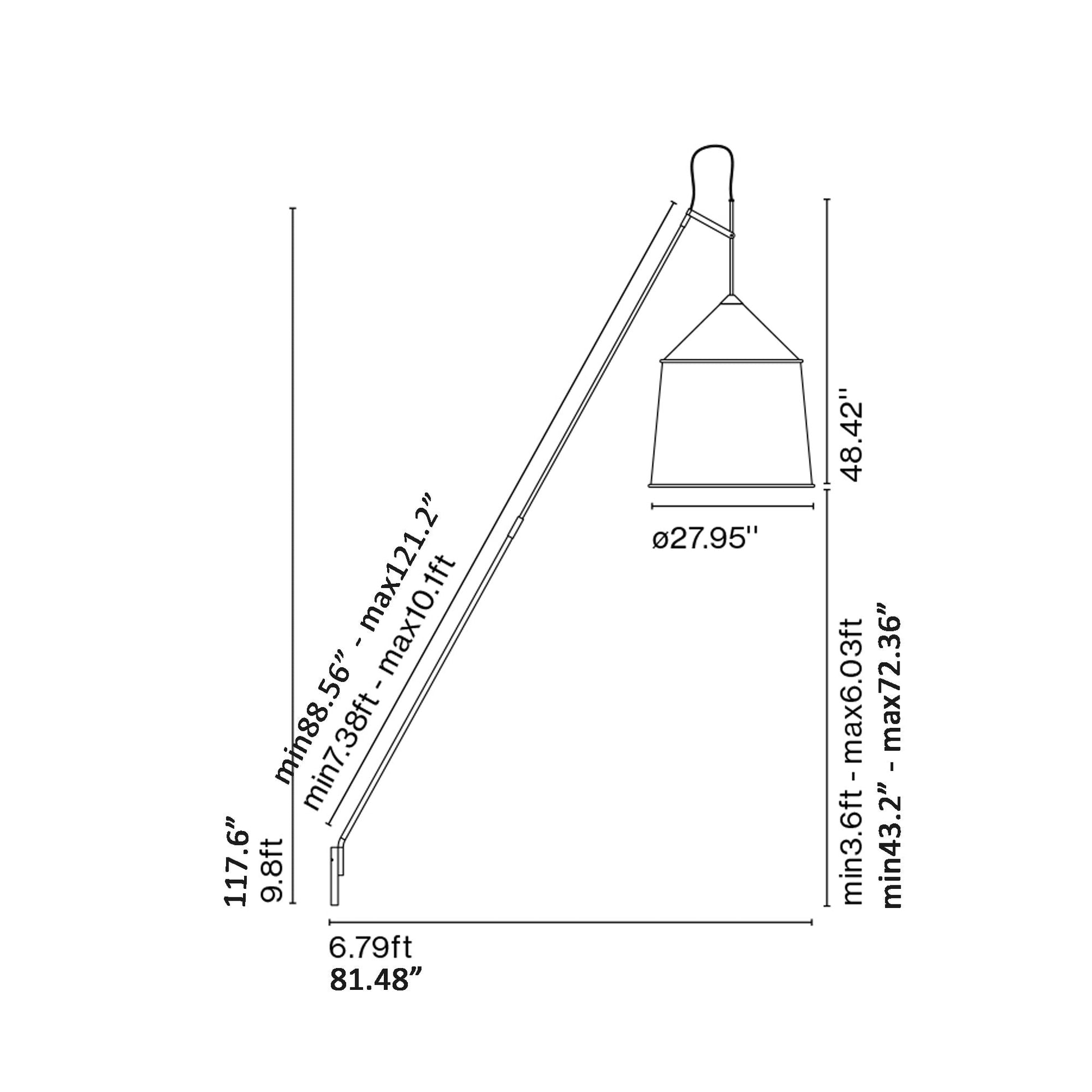 Jaima Floor Lamp - line drawing.