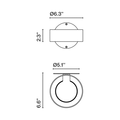 Plaff-on! A Outdoor LED Wall Light - line drawing.