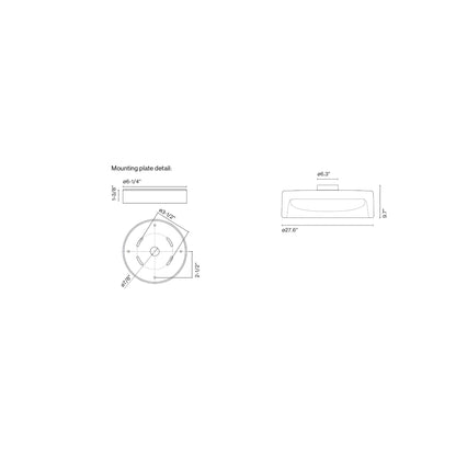 Ringo LED Flush Mount Ceiling Light - line drawing.