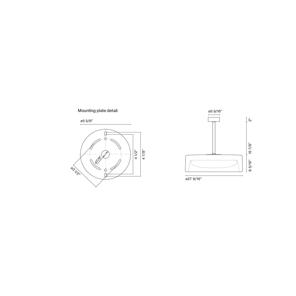 Ringo LED Pendant Light - line drawing.