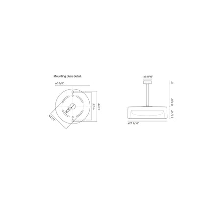 Ringo LED Pendant Light - line drawing.